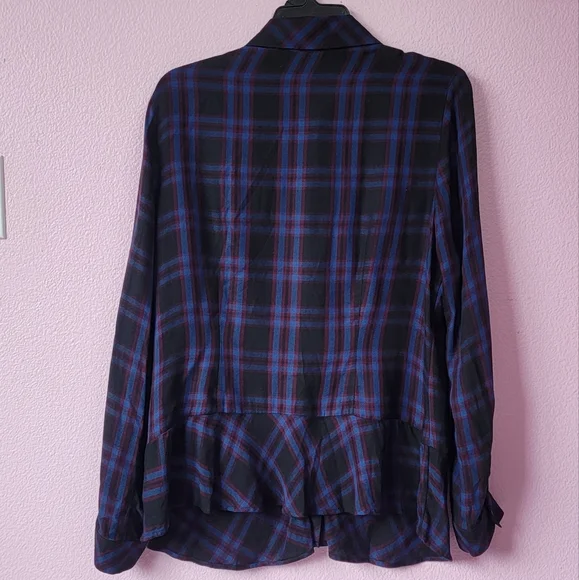 CABI Moody Plaid Button Up Flowy Peplum Tunic Shirt/M. - Picture 3 of 12